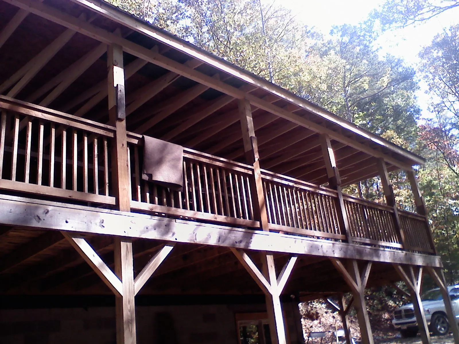 Timber framing under a new elevated porch and deck — Roof Leak Repair in Guysville by Roofing Brothers